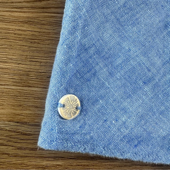 Lilly Pulitzer Florin Tank Top Blue Linen Coastal Beach Resort Nautical Women XS - Picture 2 of 7